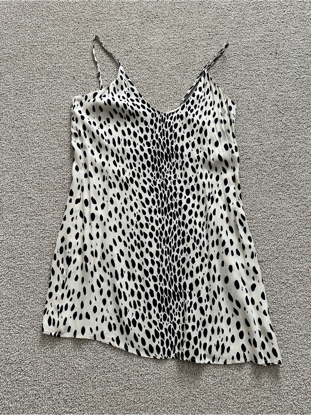 Spotted Satin reformation slip dress - Black on Cream